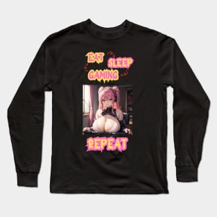 Eat Sleep Gaming Repeat Anime Girl Long Sleeve T-Shirt